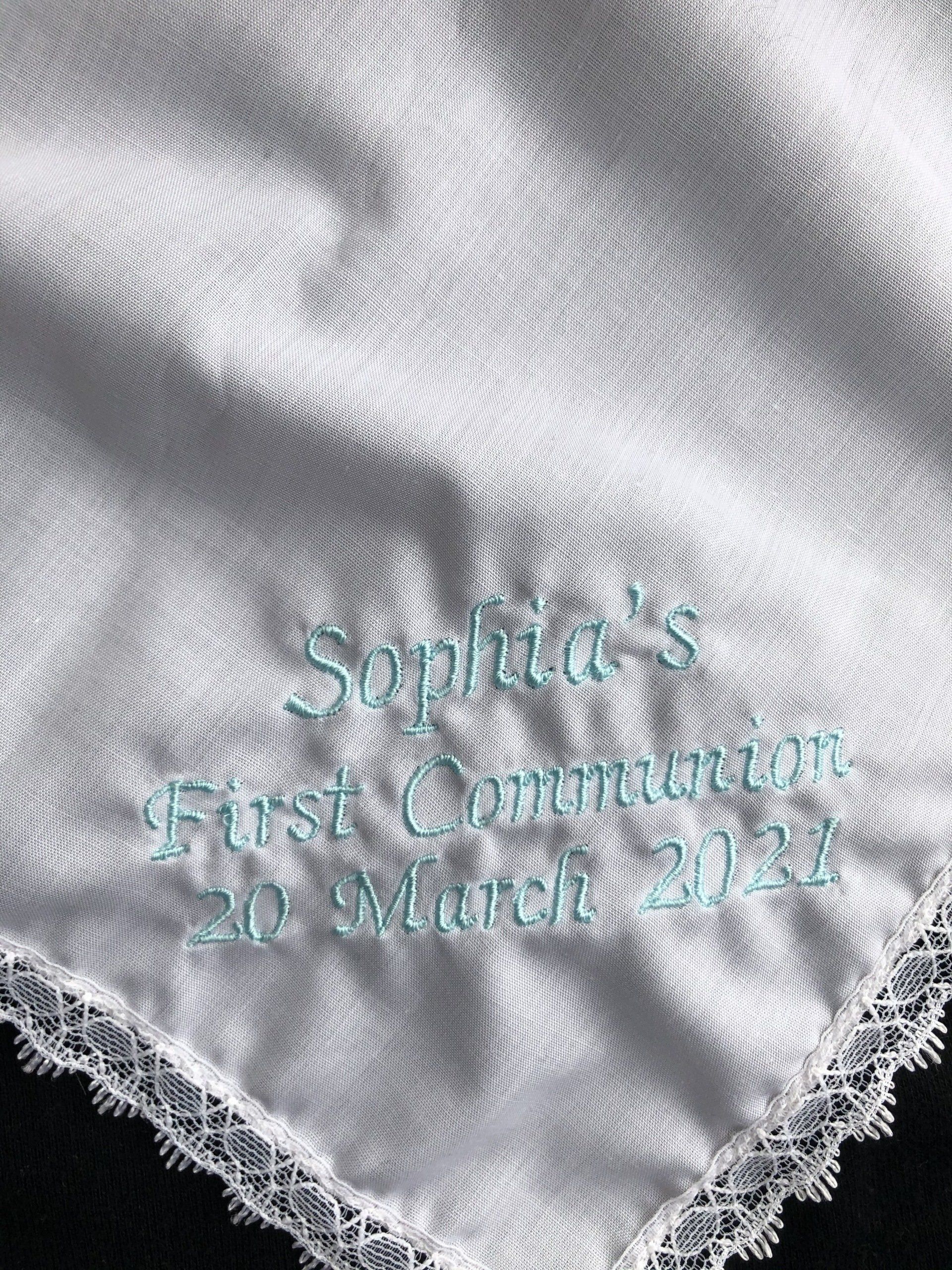 First communion embroidered hankie