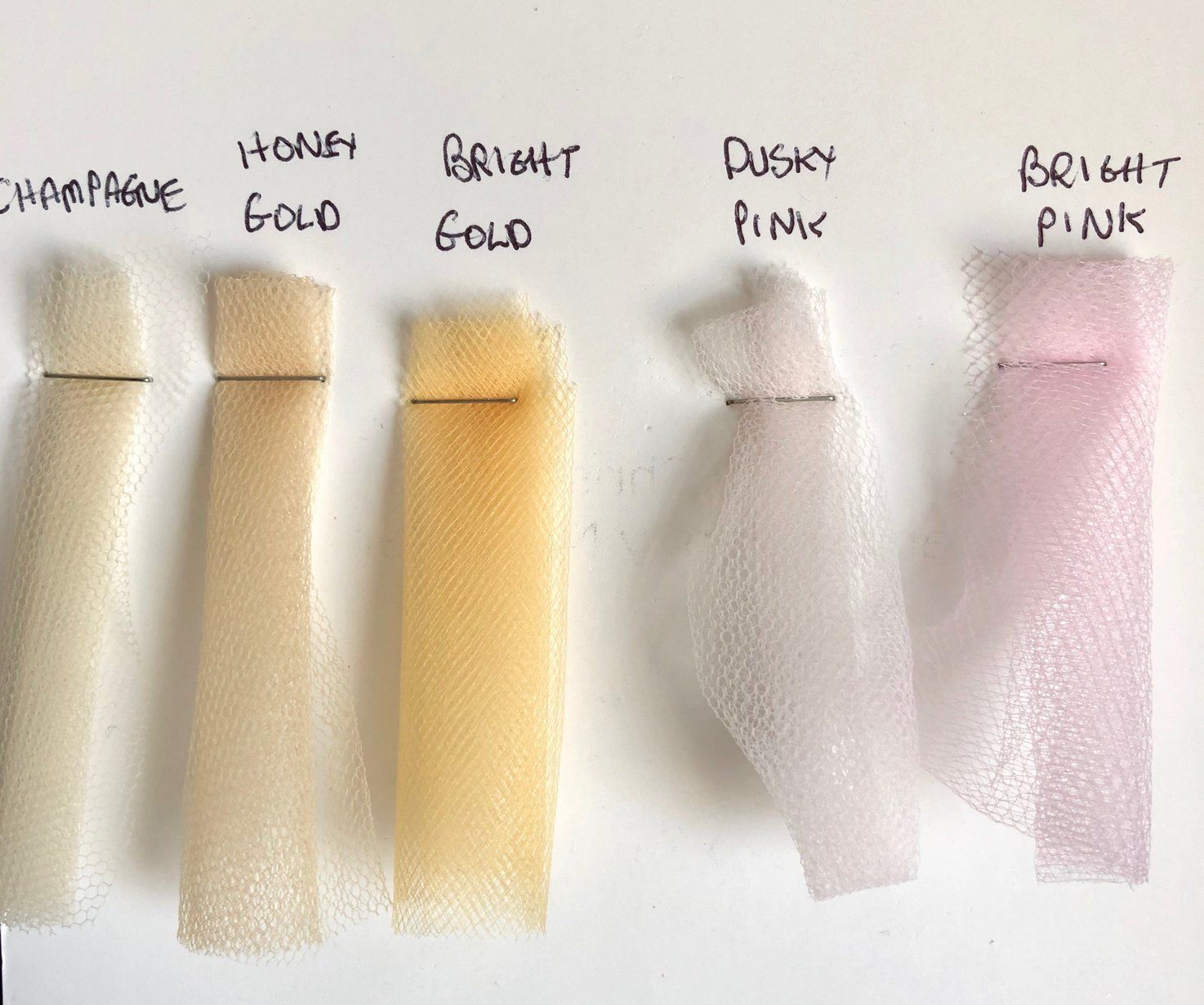 Tulle shades chart