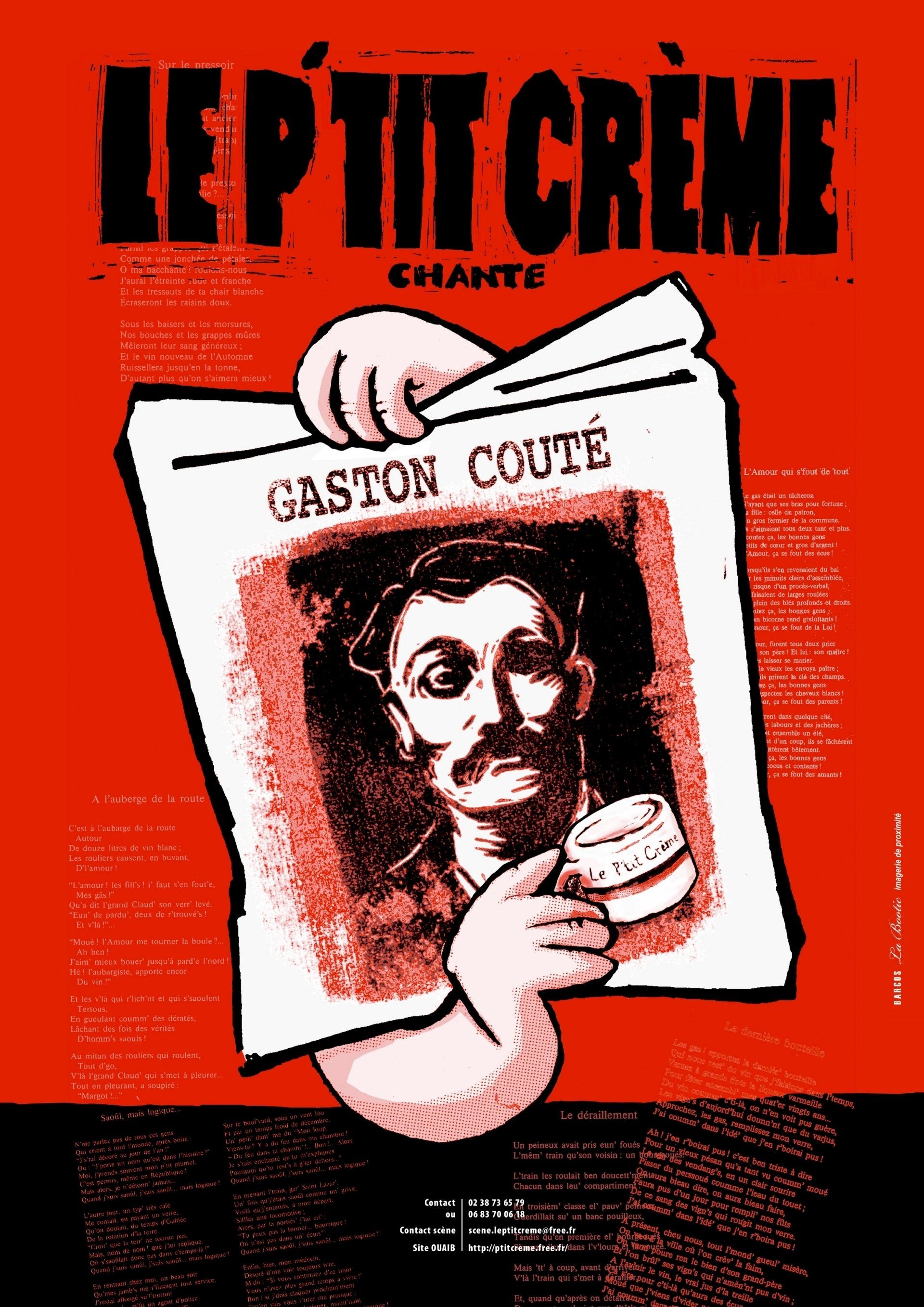 Affiche : Pascal Barcos Affiche Le p'tit crème chante Gaston Couté