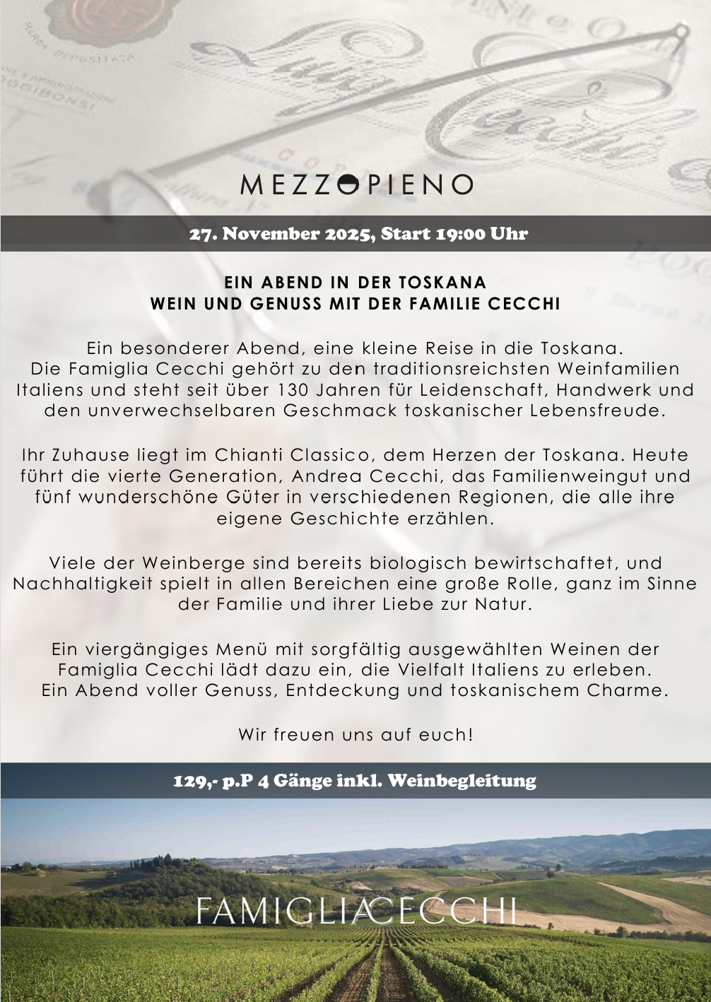 Weinprobe, königstein im taunus, italienisches restaurant, toskana, wein, dinner, menü