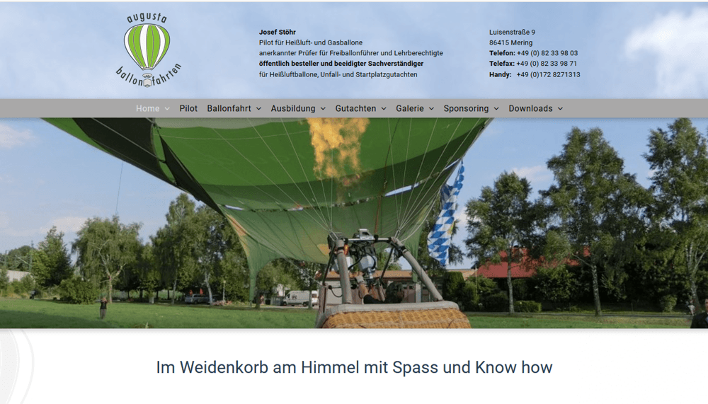 Augusta Ballonfahrten Josef Stöhr Mering