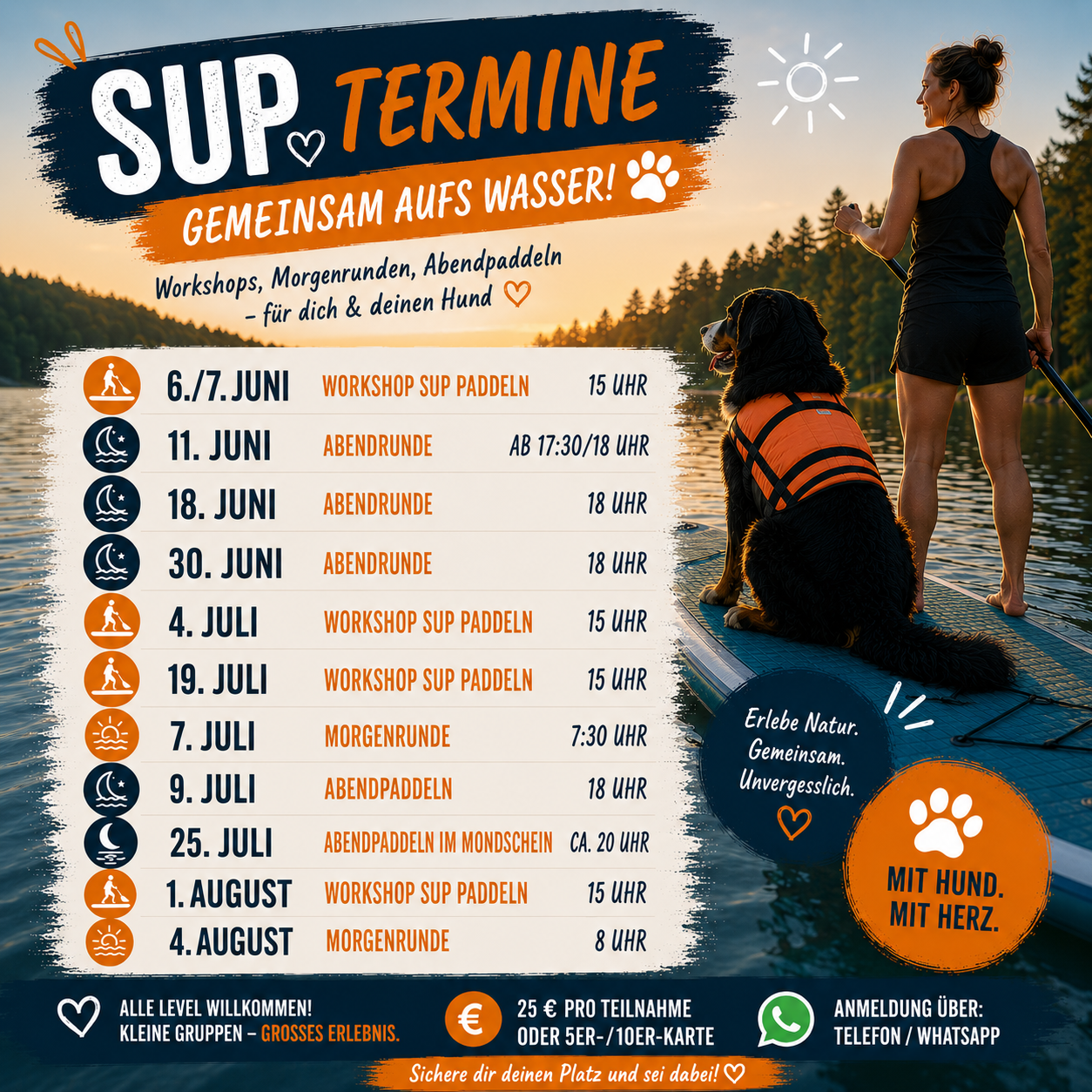 Stand up Paddle mit Hund in der Hundeschule Bramsche
