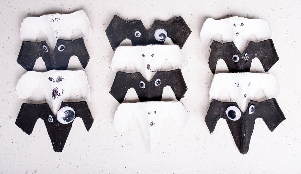 crafted bat and ghost bunting made from egg boxes