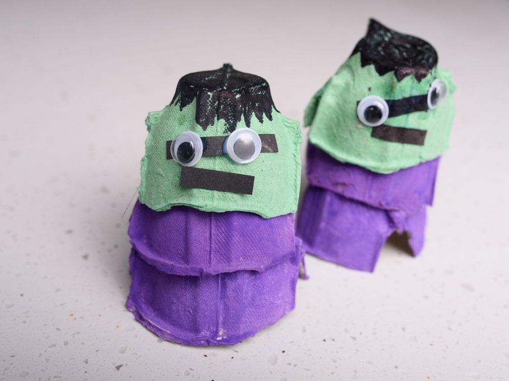 Frankenstein's monster egg box halloween crafts