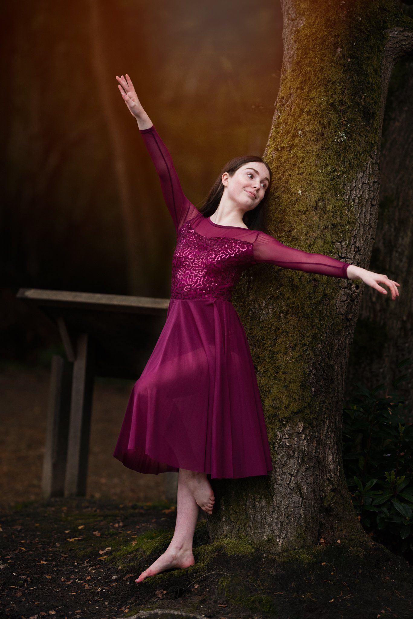 Dancer in the forest at one with nature