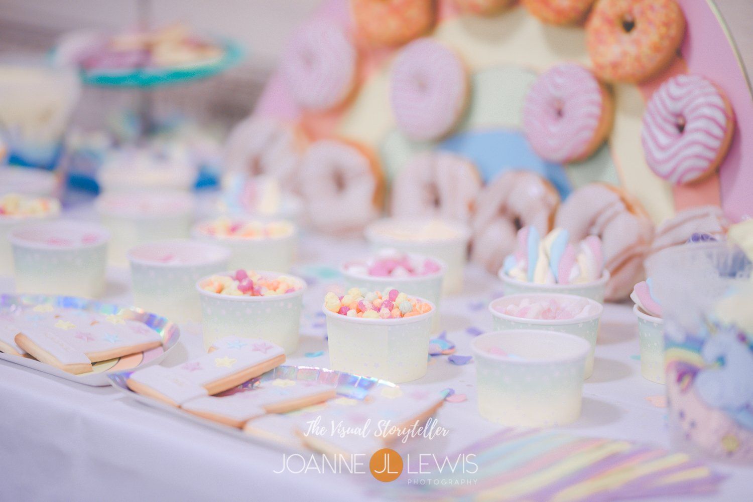 Number 1 birthday iced biscuits and pick and mix for children at birthday party