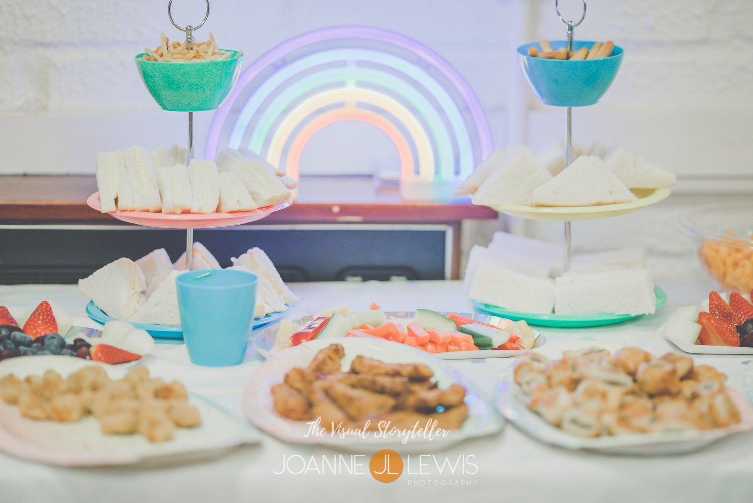 Rainbow decoration light and party food