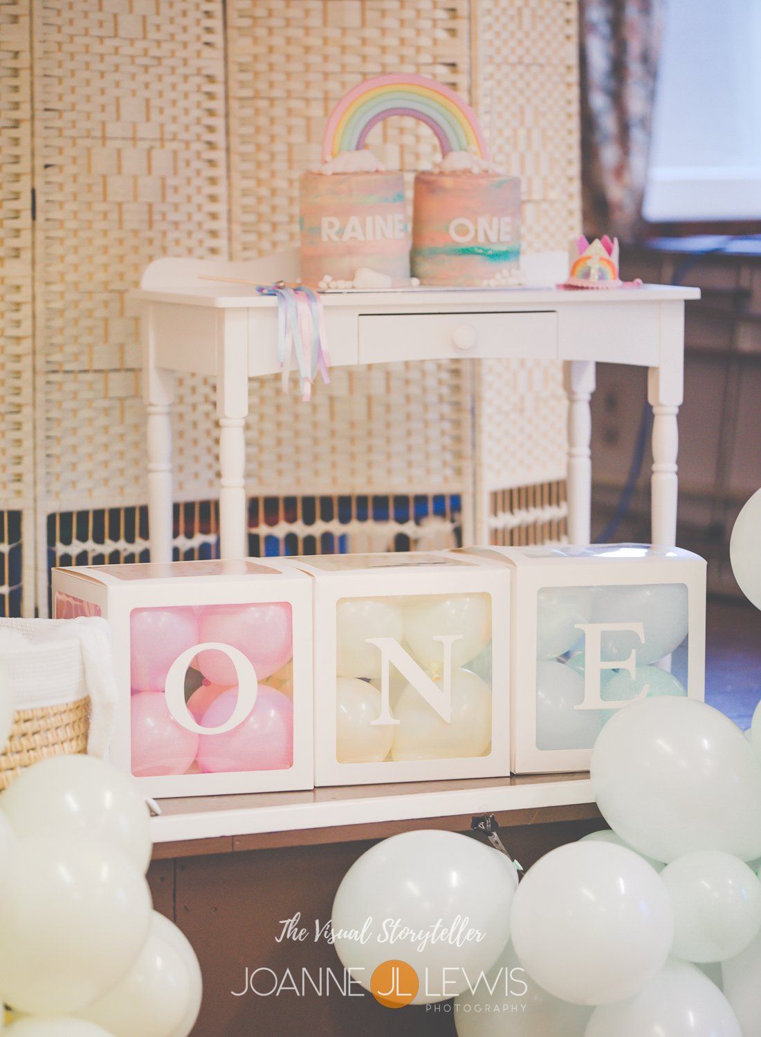 ONE boxes and rainbow cake for cake smash in Harlow