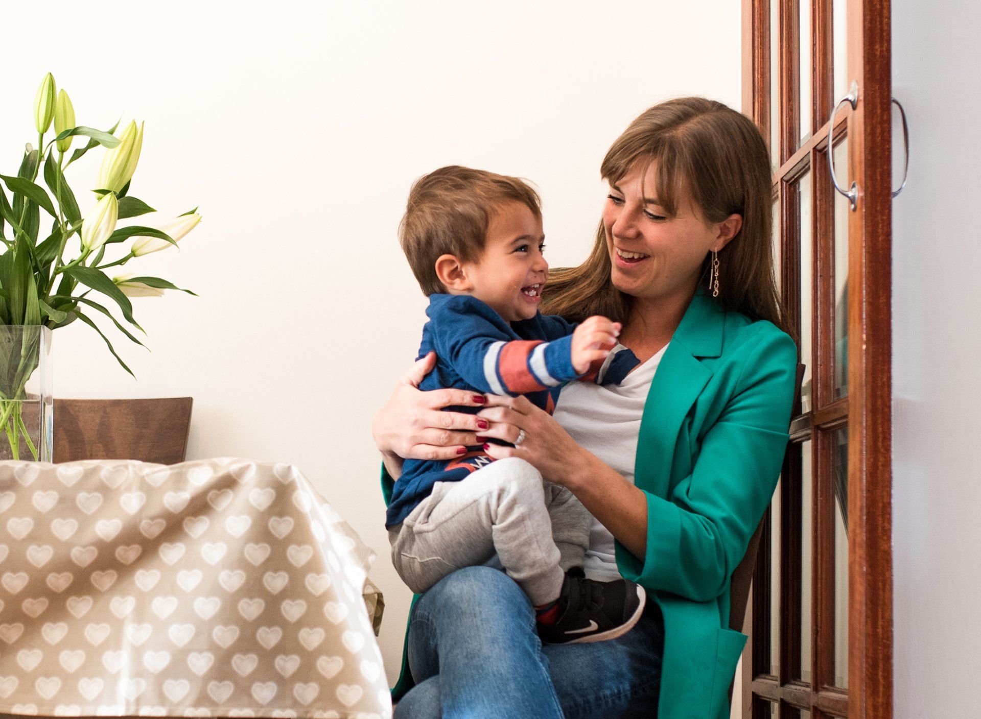 Justine with her Rainbow baby Abel