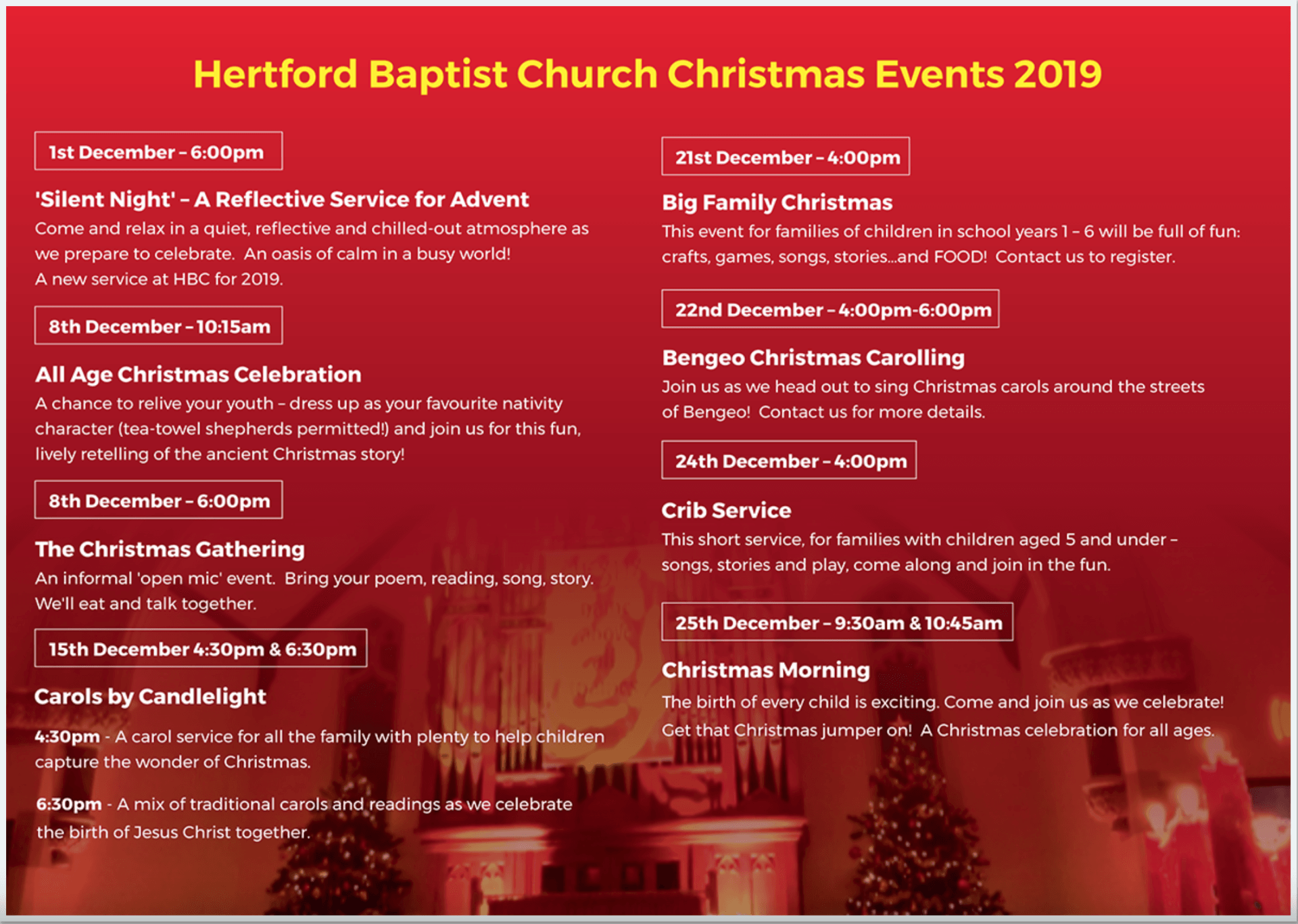 Christmas Services at Hertford Baptist Church
