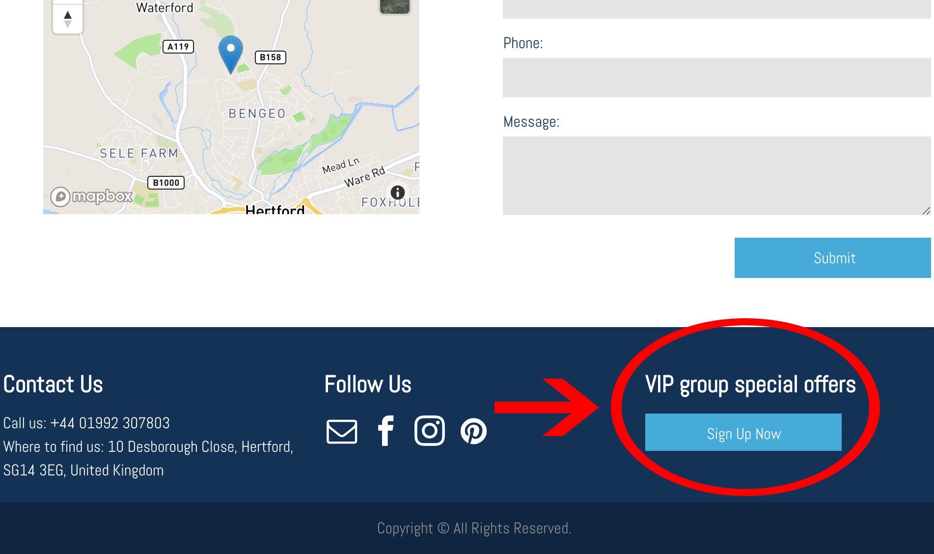 Newsletter sign up page