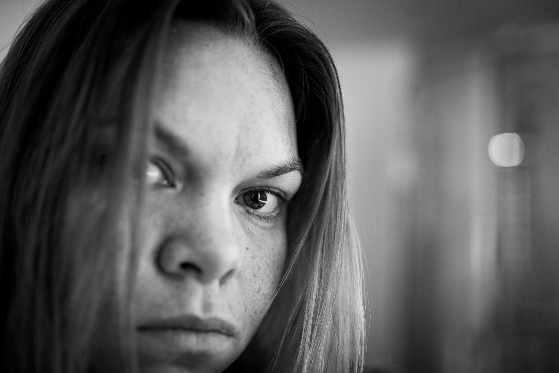 Looking at the camera - monochrome image