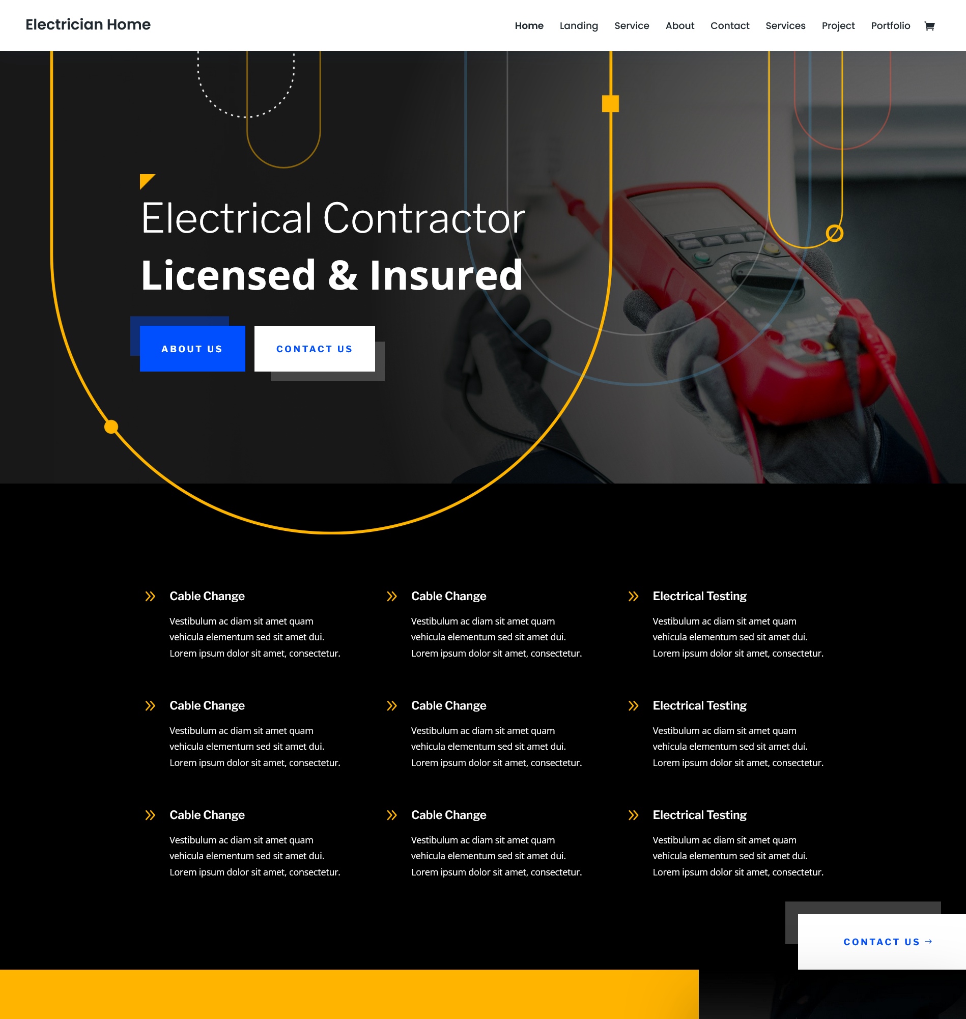 Electrical services website landing page sample photo