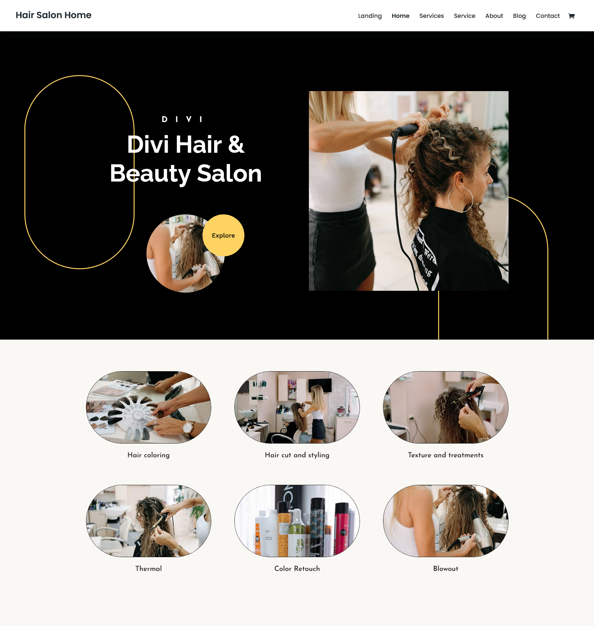 Salon and beauty services website landing page sample photo