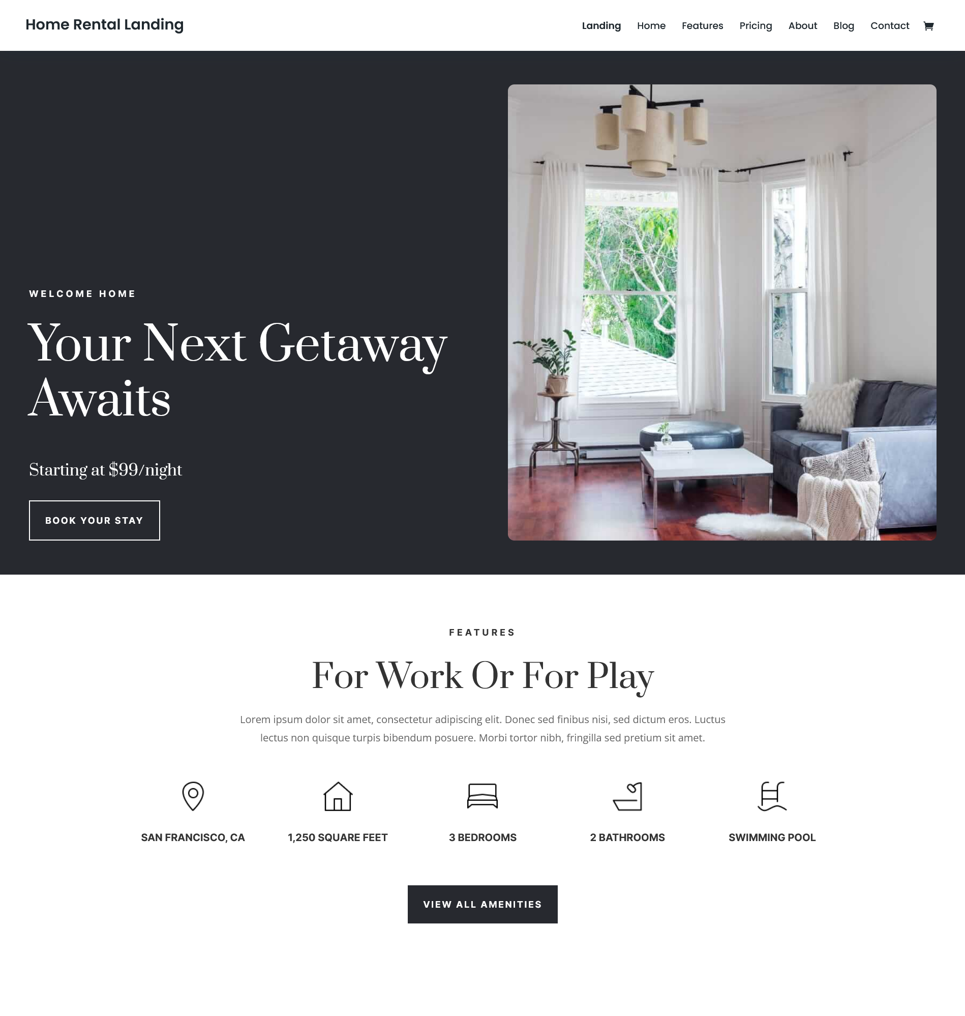 Home rental services website landing page sample photo