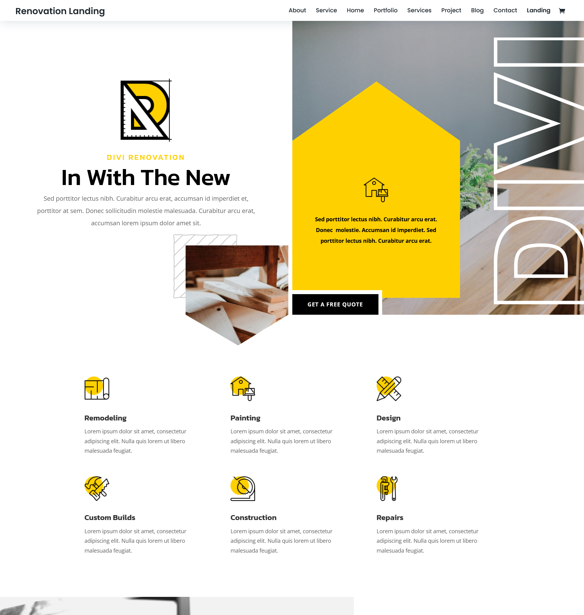 Home renovation services website landing page sample photo