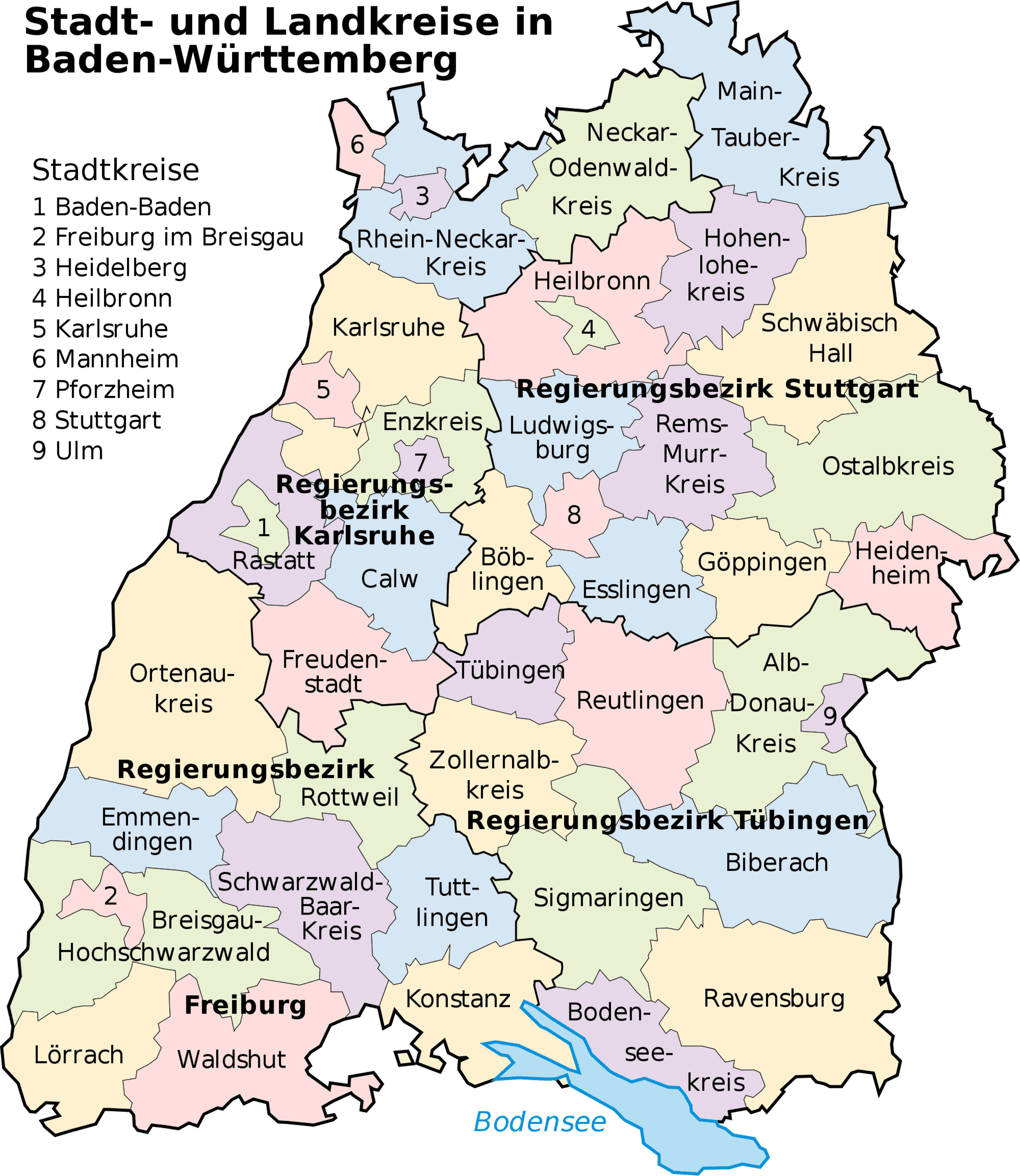 Stadt und Landkreise in Baden-Württemberg
