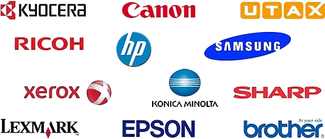 Wartung und Reparatur von allen gängigen Kopierern und Druckern von Brother, Canon, Epson, HP, Konica Minolta, Kyocera, Lexmark, Ricoh, Samsung, Sharp, Utax und Xerox.