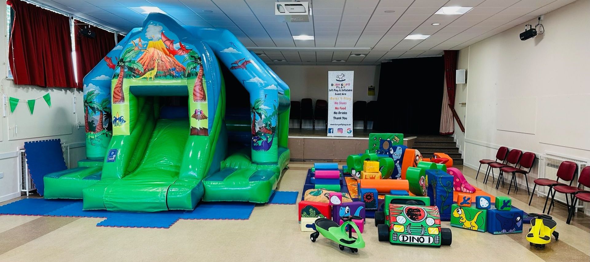 Dinosaur bouncy castles and soft play from Bury Soft Play
