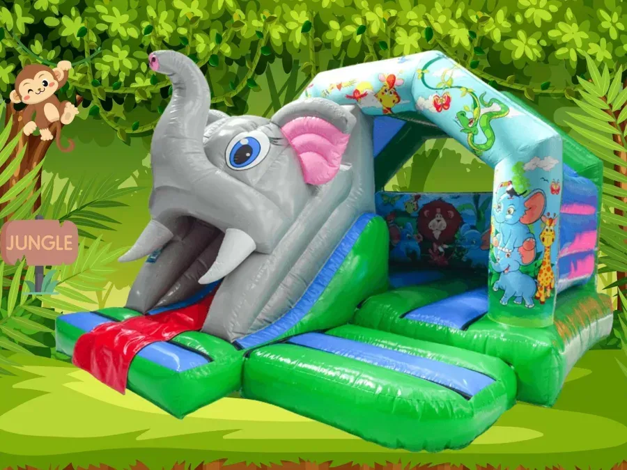 Jungle Themed Slide Bouncy Castle