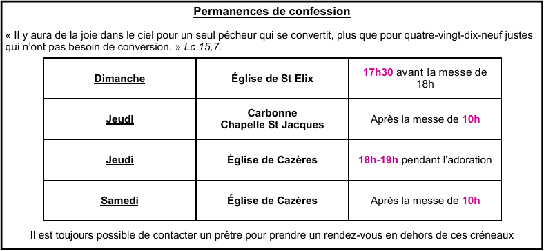 Permanences de confession