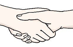 Hände, die zusammenkommen