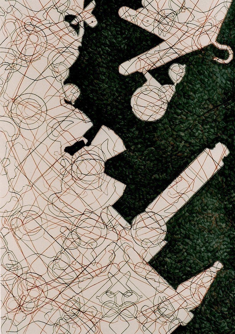 Schnittmuster 2 Bleistift und Buntstift auf Papier 100 x 70cm 2005