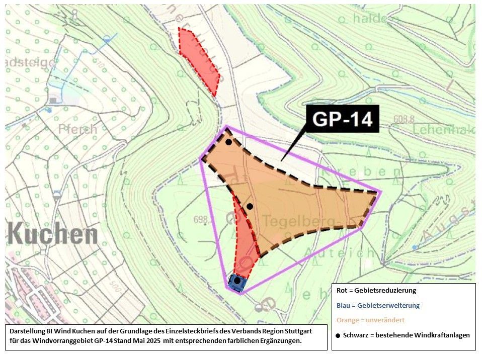 Änderungen in der Teilfortschreibung des Regionalplans betr. Windkraftanlagen durch den Beschluss der Regionalversammlung vom 02.04.2025 gegenüber dem ersten Planentwurf vom Oktober 2023.
