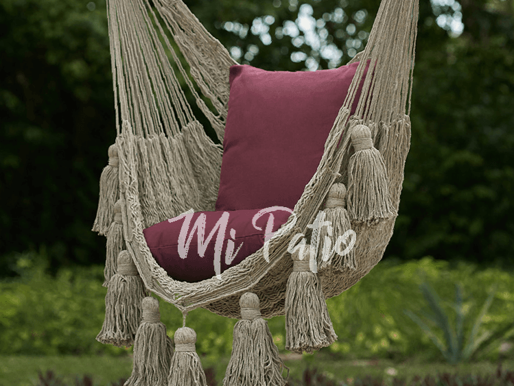 Maya Hängsessel mit Quasten oder Fransen Mexikanischer Hängesessel, Maya Hängesessel Netzhängesessel