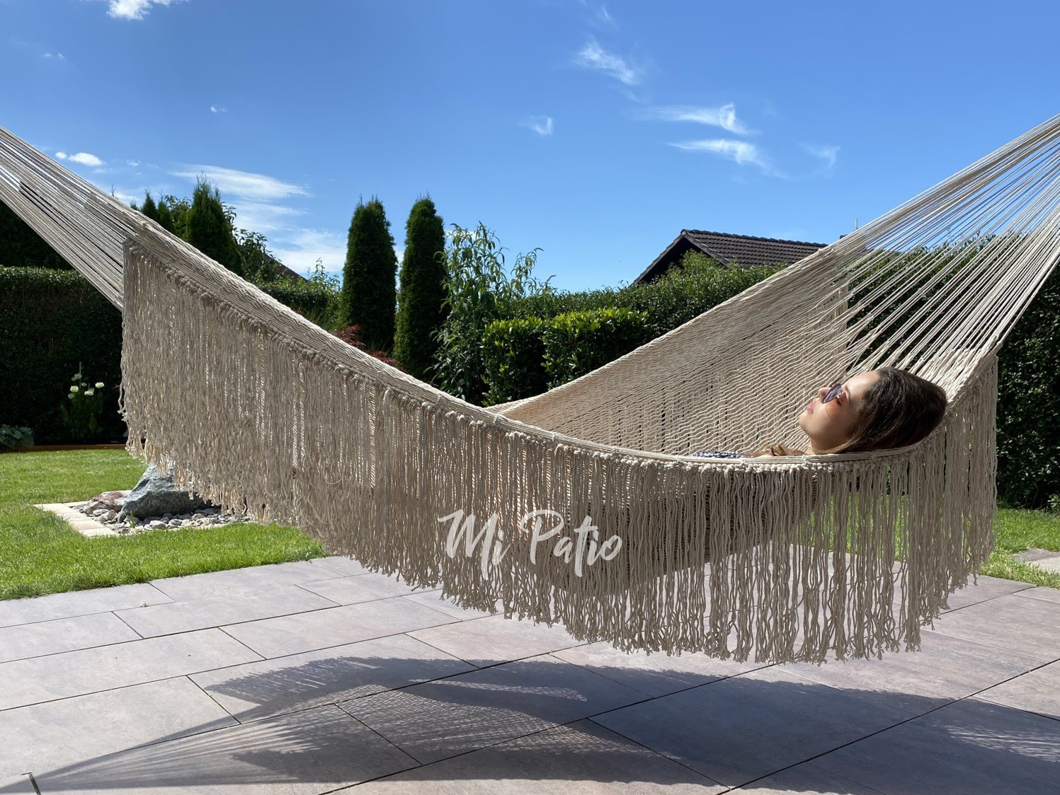 Hängematten Xtabay-Verano Mexikanische Hängematte, kuschelige Hängematte Xtabay-Verano aus dickem Garn mit Fransen, Maya Hängematte