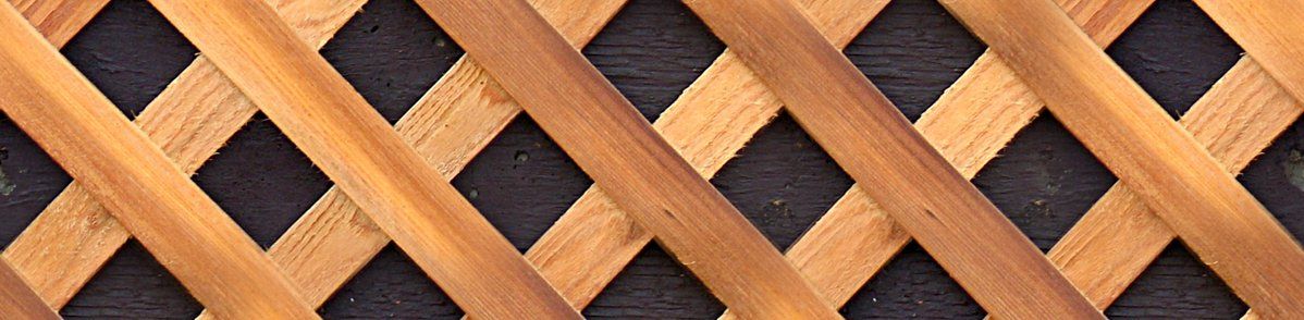 A narrow picture of a wooden trellis
