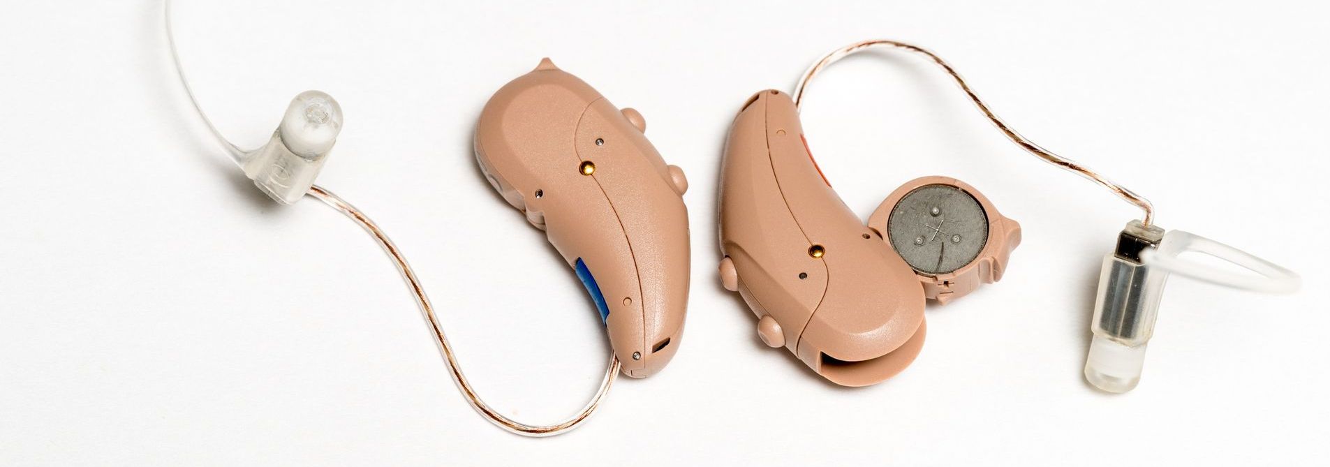 A photo of a pair of hearing aids
