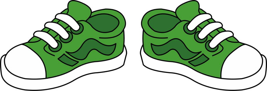 A pair of green cartoon running shoes.