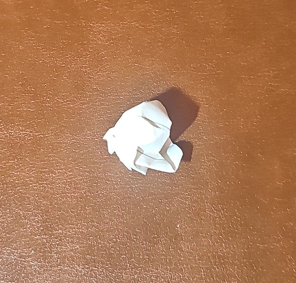 Some paper screwed up into a ball.