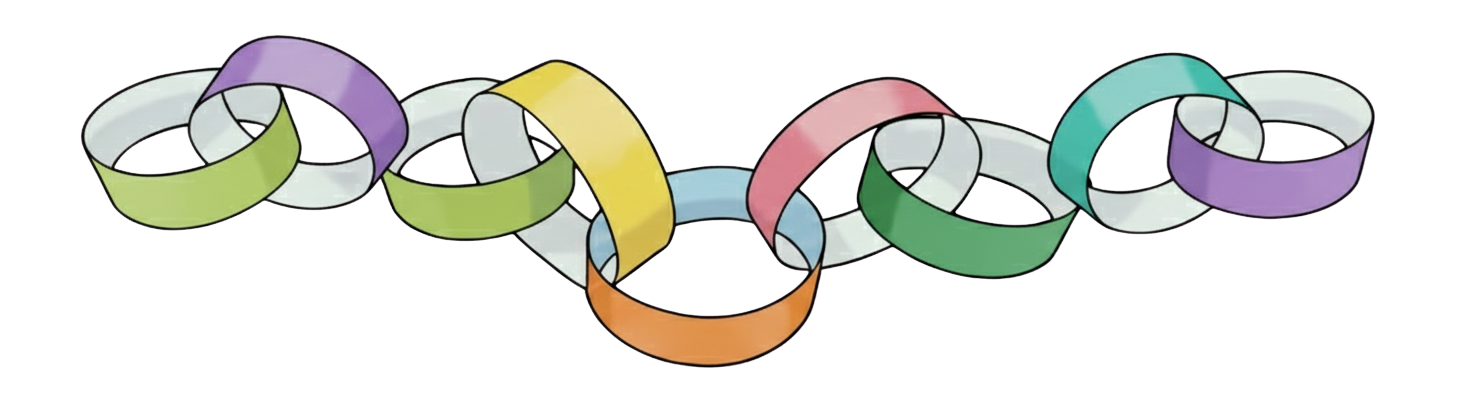 Linked colourful paper chains.