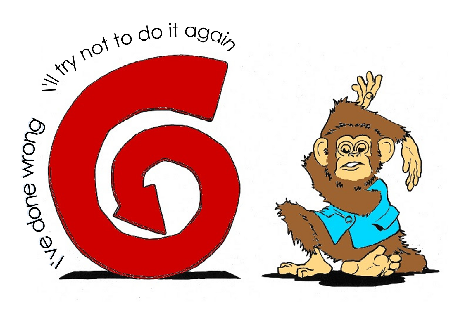 An arrow that is curled round with the arrow point in the center. The words around the edge read