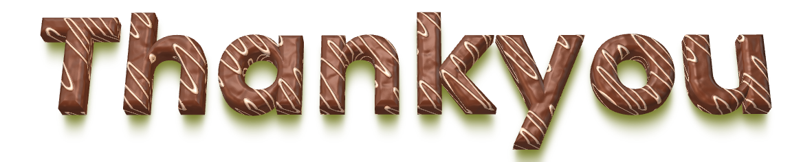 The word thankyou. Each letter looks like a chocolate biscuit.