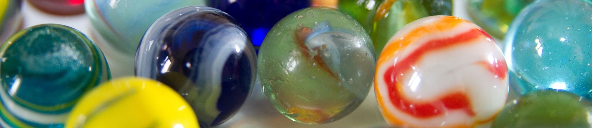 A row of colourful marbles