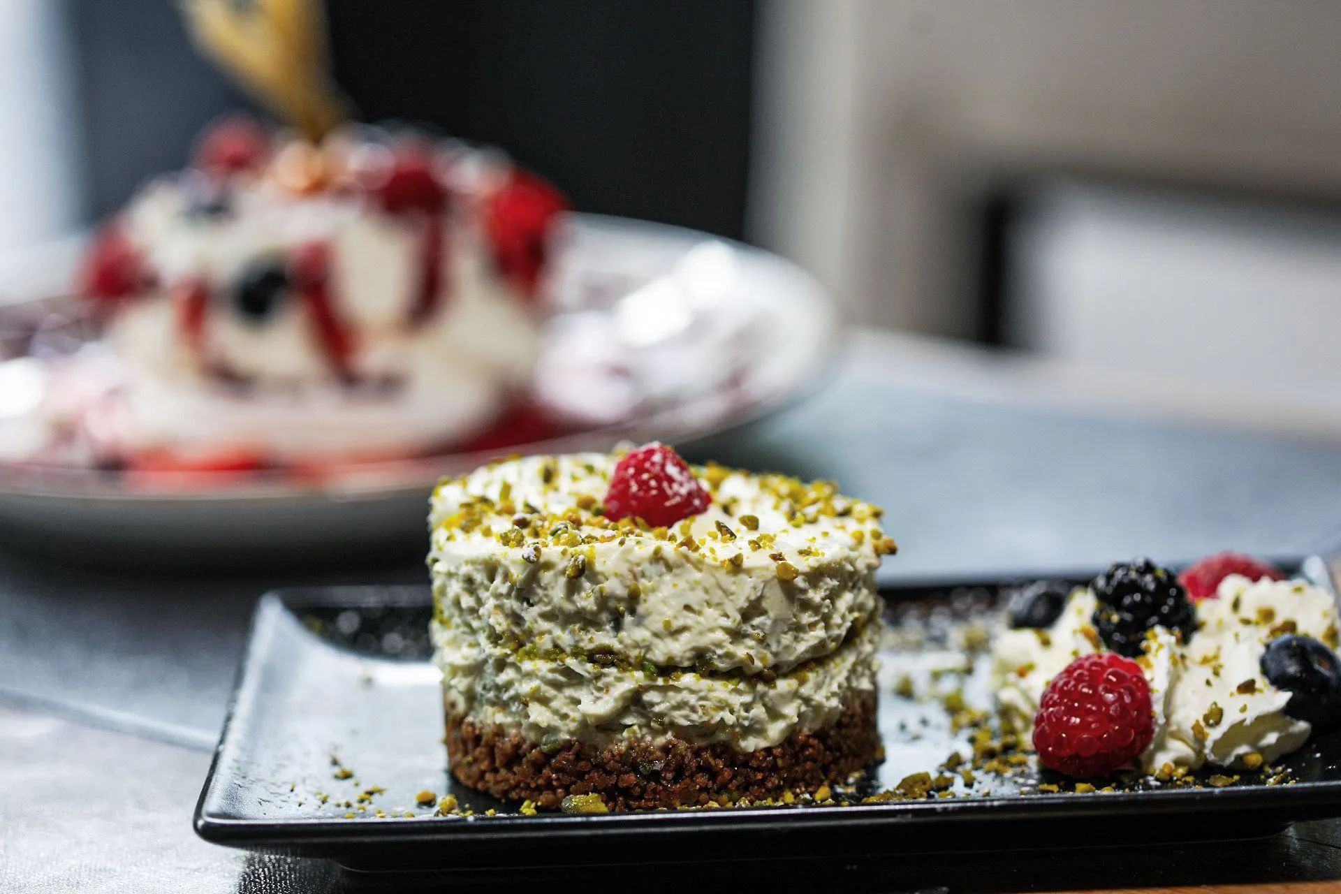 Cheesecake al pistacchio et fruits rouges