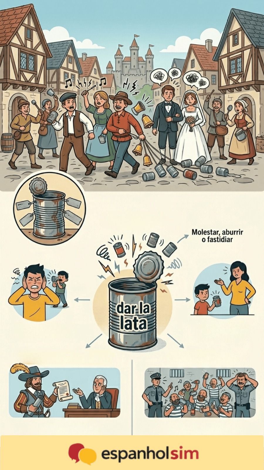 Infografía sobre el significado de la expresión española «dar la lata», con definición y ejemplos de uso.