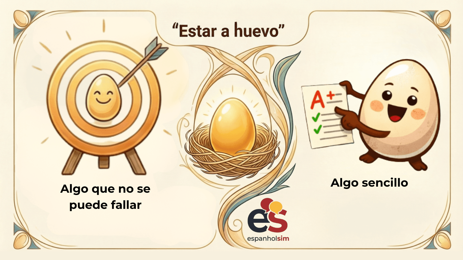 Infografía sobre el significado de la expresión española «estar a huevo»,