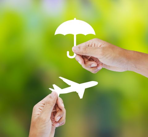 Flugangst Schirm über Flugzeug zum Schutz