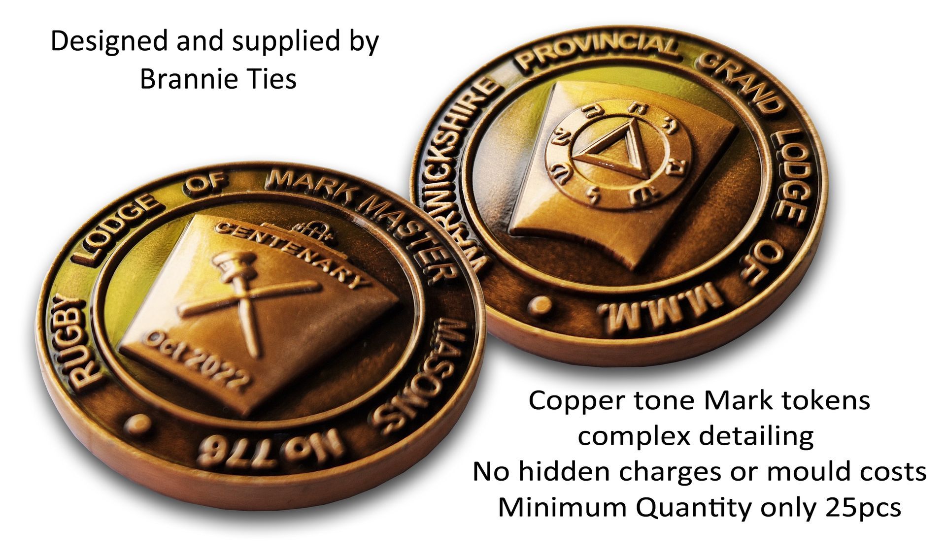 Antique copper effect tokens