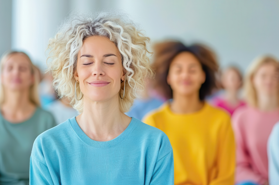 Frau während der Meditation.