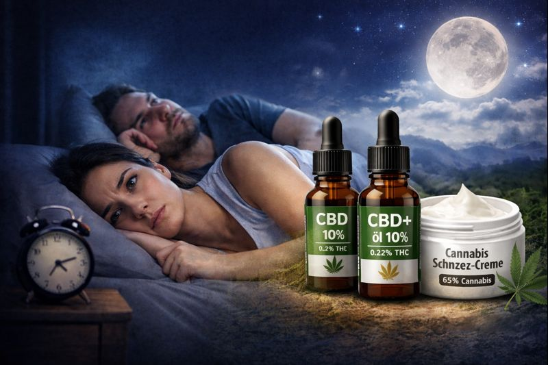Schlafstörungen bei Schmerzpatienten verbessern mit CBD Öl und Cannabis Schmerzcreme