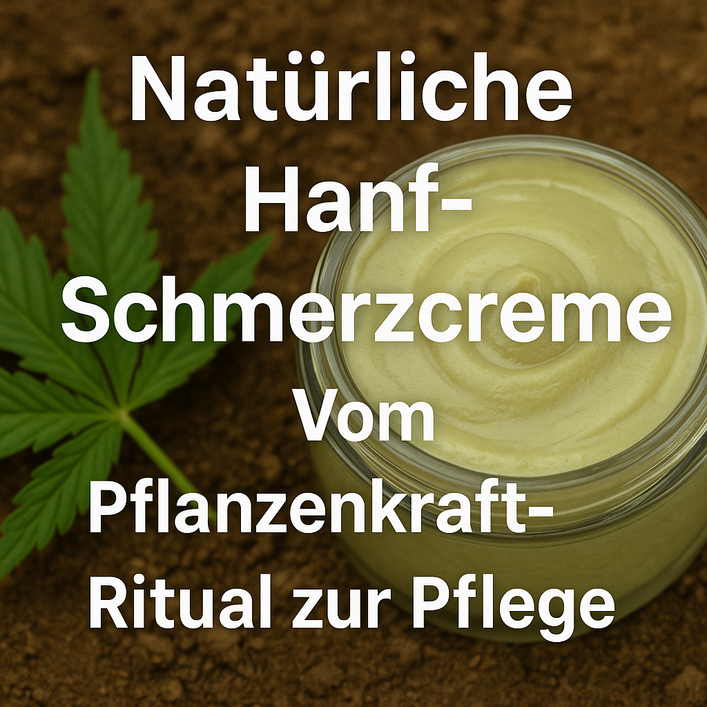 Thumbnail einer natürlichen Hanf-Schmerzcreme mit Hanfblättern, Holzoberfläche und Pflanzen