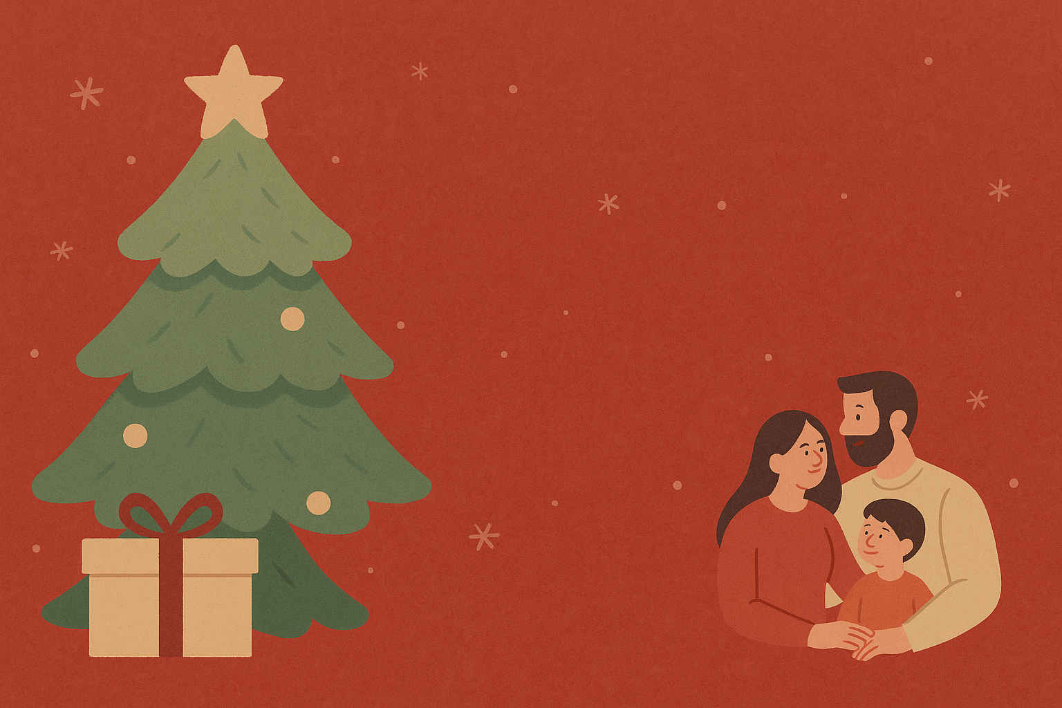 Weihnachtliches Charity-Motiv von WeedSeeds4U mit Familie und Tannenbaum zur Unterstützung bedürftig