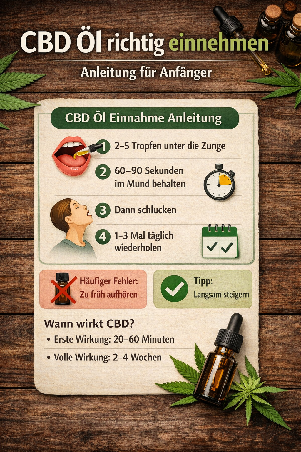 CBD Öl richtig einnehmen Anleitung Tropfen Dosierung