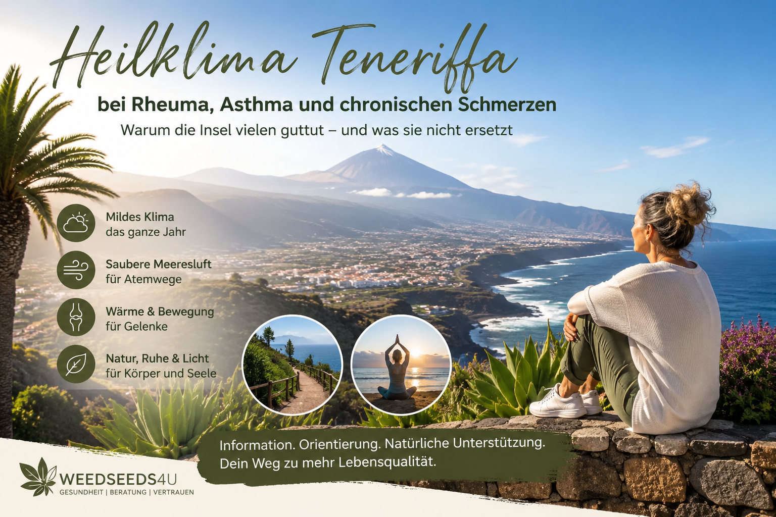 Heilklima auf Teneriffa mit Blick auf Meer und Teide als natürliche Unterstützung