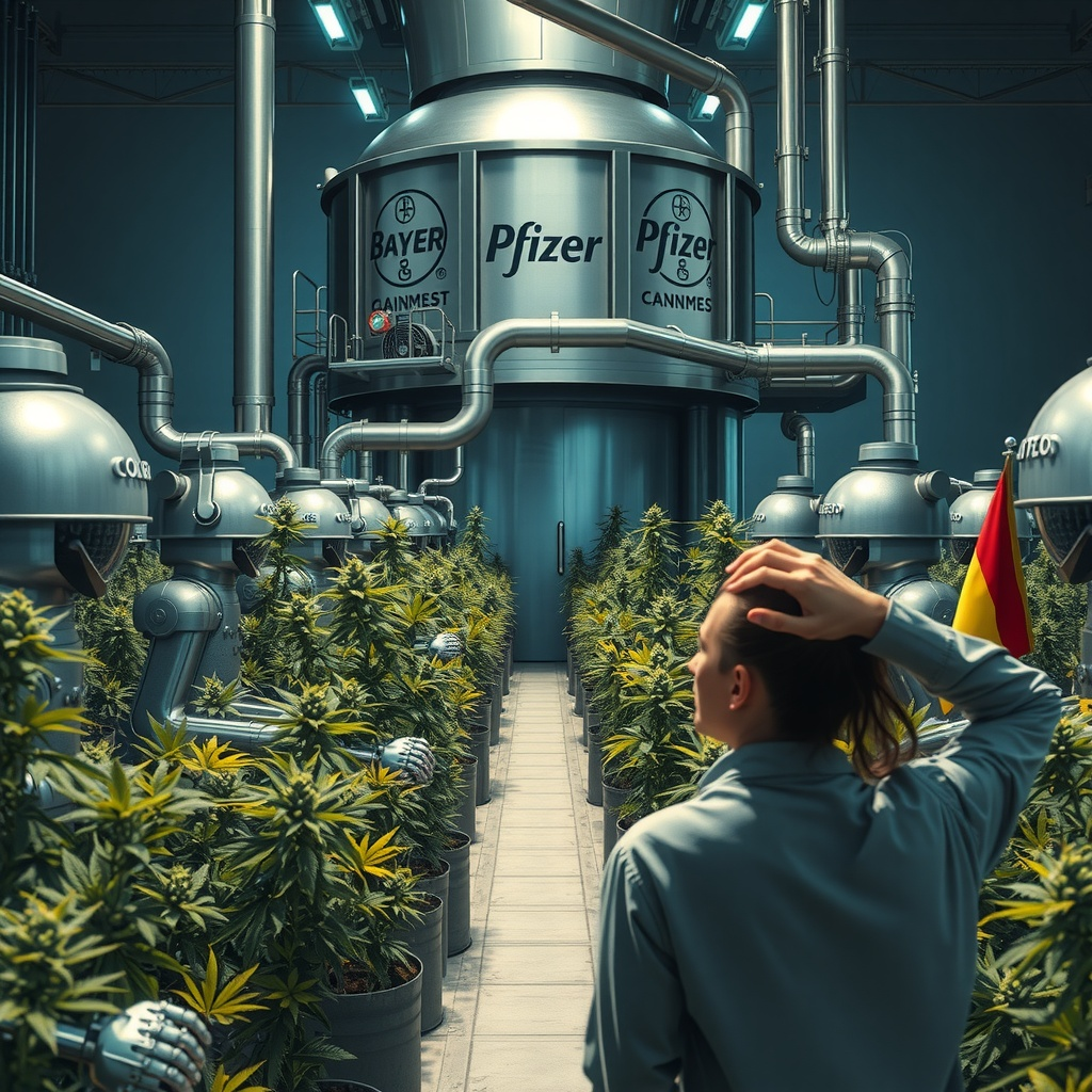 Visualisierung des spanischen Cannabis-Dekrets: Symbolische Gegenüberstellung von natürlichem Pflanz